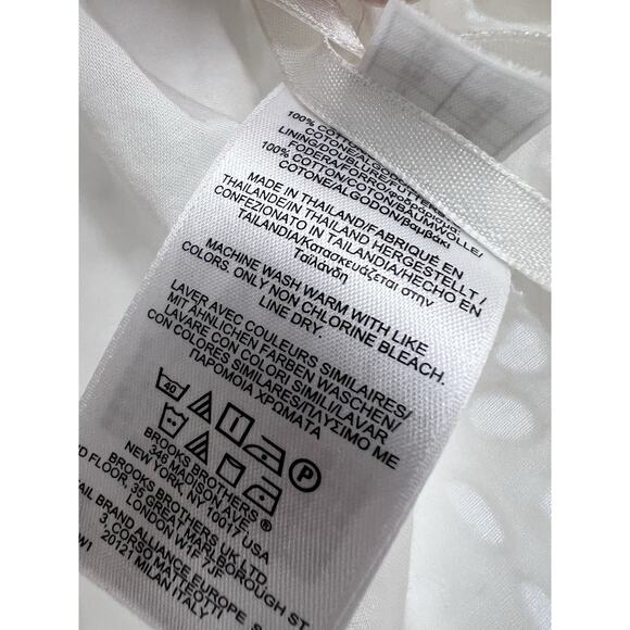 Brooks Brothers White Lined eyelet Short Sleeve Blouse Size 0 - Picture 4 of 4